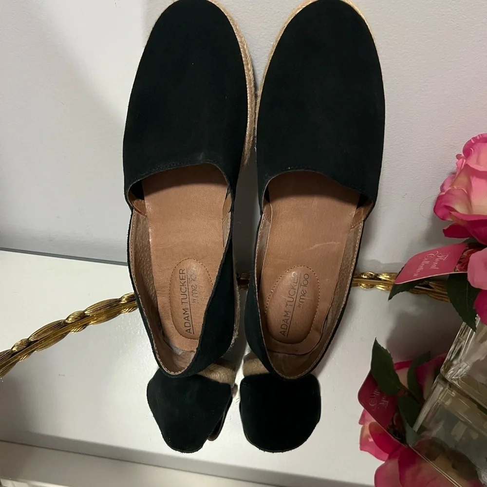 Adam Tucker Black Espadrilles with Suede Upper